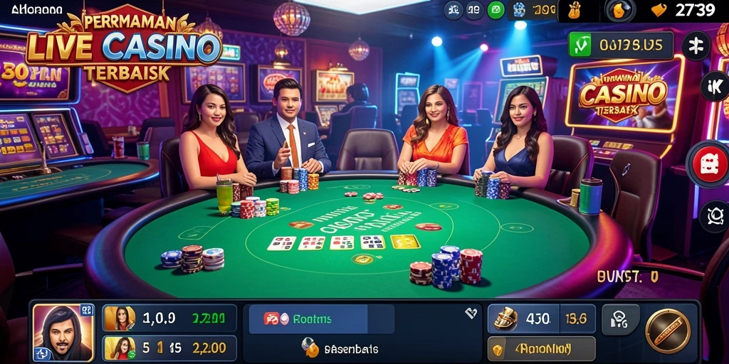 Screenshot permainan Live Casino dengan dealer langsung yang profesional.