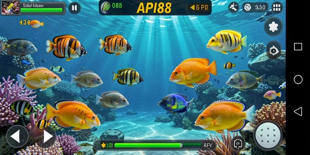 Tampilan gameplay seru dalam API88 saat menembak ikan.