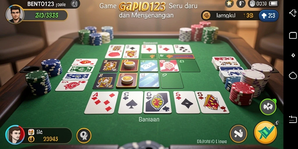 Screenshot gameplay BENTO123 yang menunjukkan keseruan bermain Gaple.