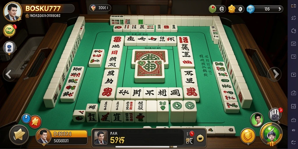 Tampilan gameplay BOSKU777 dalam permainan Mahjong yang seru dan menantang.
