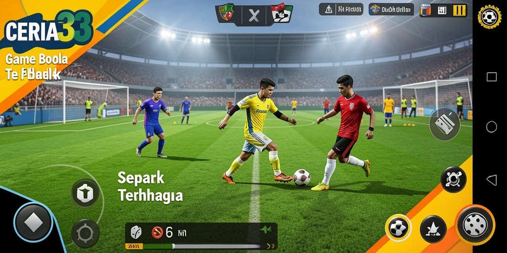 Tampilan gameplay CERIA33 yang dinamis dan seru dalam aksi sepak bola.