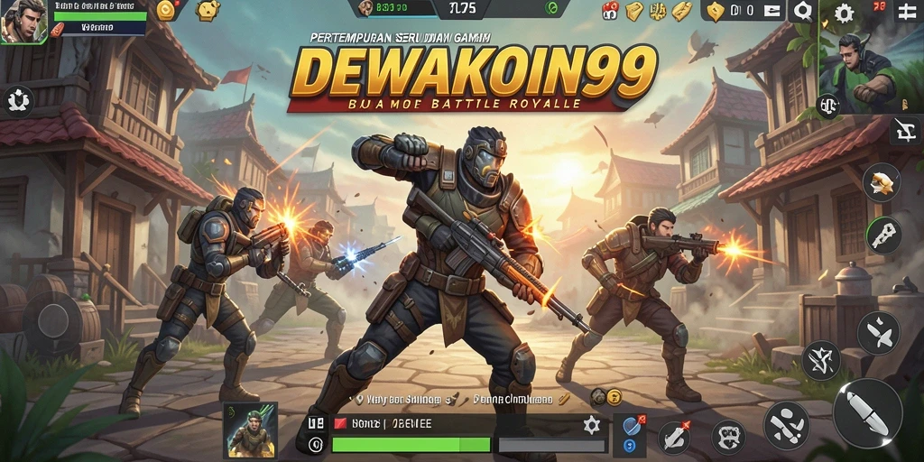 Tampilan gameplay DEWAKOIN99 dengan pertempuran seru antar pemain.