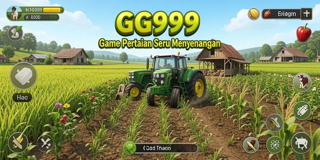 Tangkapan layar utama GG999 yang menampilkan gameplay pertanian yang menarik.