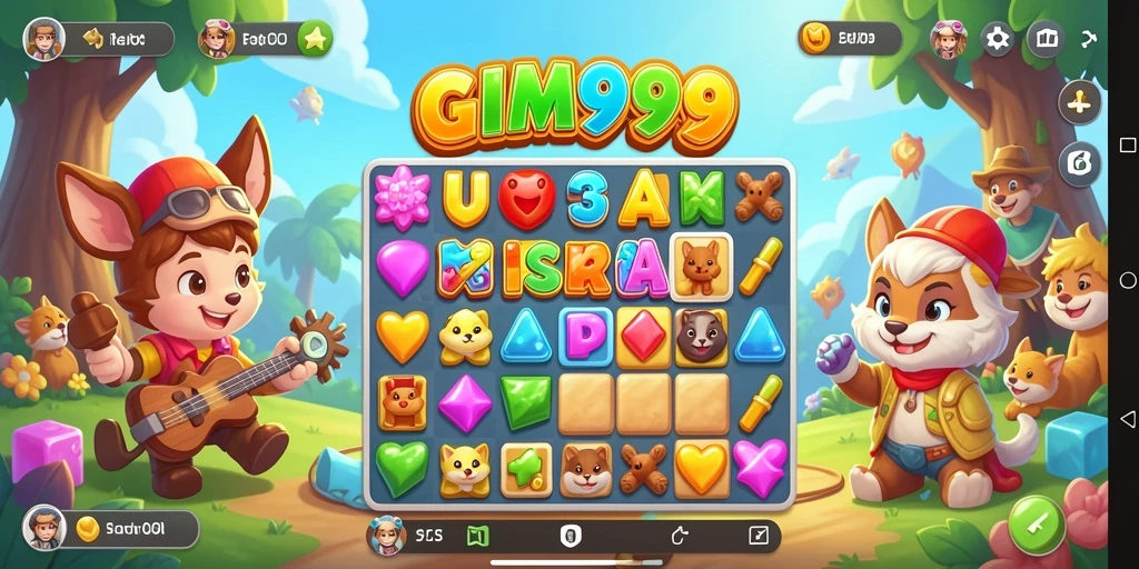 Tampilan gameplay seru GIM999 dalam mode Match-3.