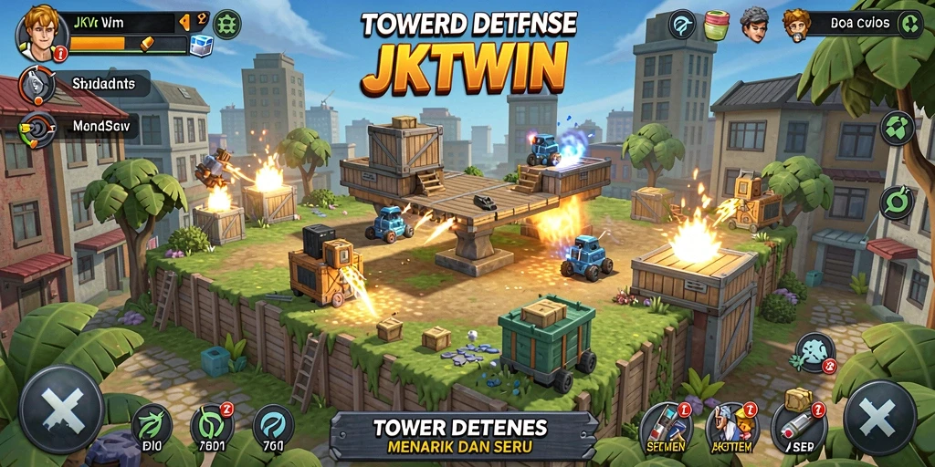 Gameplay seru Tower Defense dalam JKTWIN yang penuh tantangan.