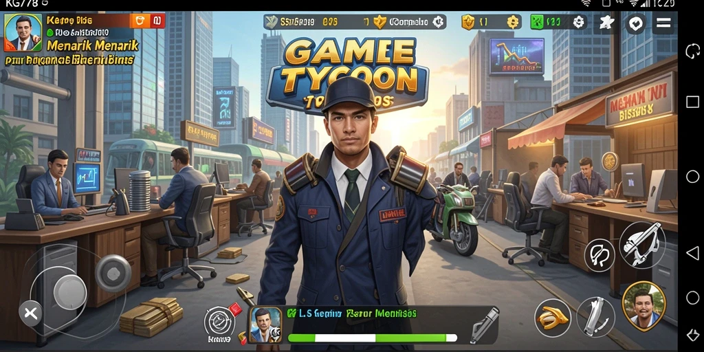 Tampilan gameplay <strong>KG778</strong> yang menampilkan manajemen bisnis yang seru.