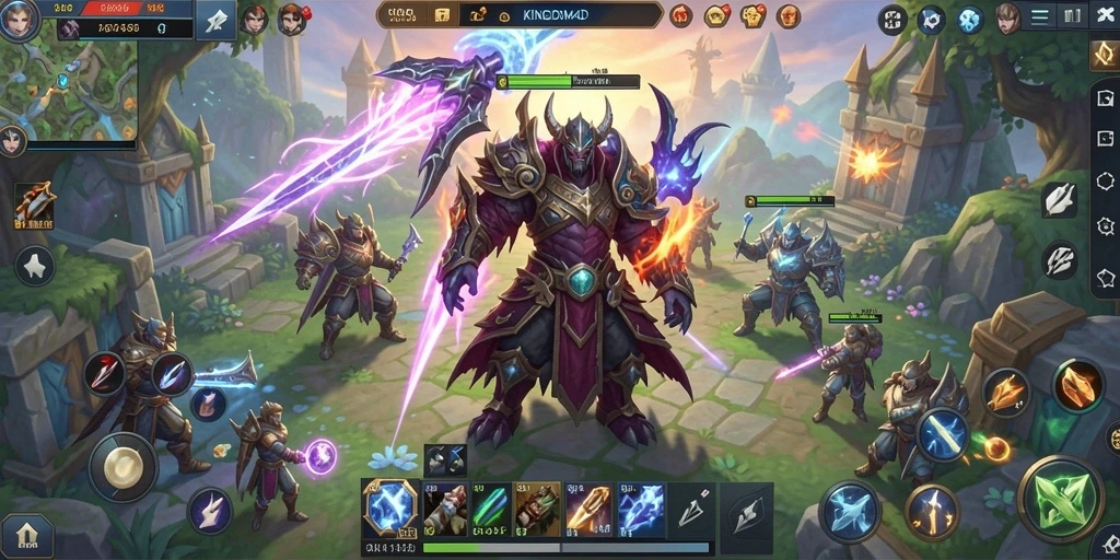 Tangkapan layar menampilkan aksi pertempuran mendebarkan dalam KINGDOM4D.