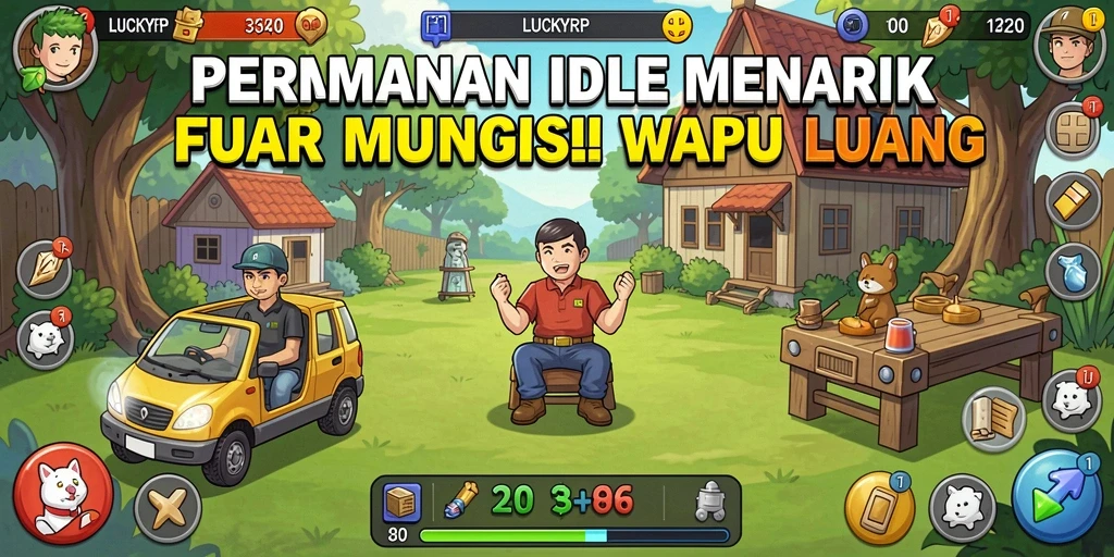 Screenshot gameplay LUCKYRP yang menunjukkan karakter dan sumber daya.