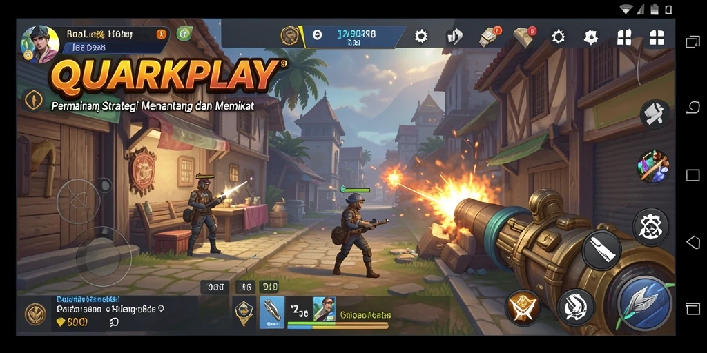 Tangkapan layar utama permainan QUARKPLAY menampilkan aksi strategi yang mendebarkan.