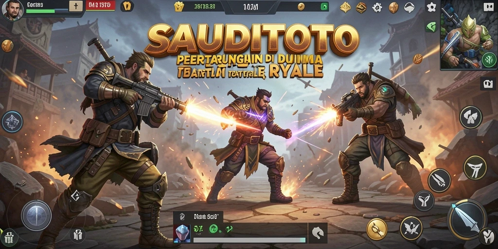 Tampilan gameplay SAUDITOTO yang mendebarkan dalam mode Battle Royale.