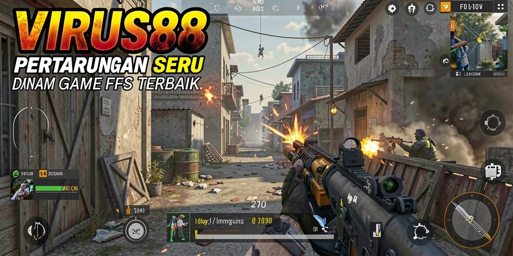 Tampilan gameplay seru di VIRUS88, pertarungan FPS nyata.