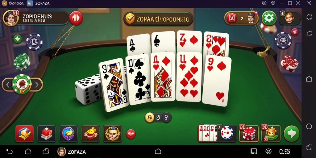 Screenshot gameplay ZOFAZA yang menampilkan pertempuran seru dalam permainan Domino.